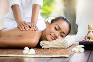 Spa,Massage,Outdoor,,Balinese,Woman,Receiving,Back,Massage